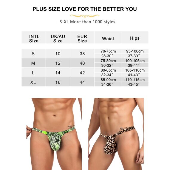 ohyeahlady Leopard String Tanga für Herren G-String Sexy Unterwäsche für Mann Große Größen Reizwäsche T-Back G-String Unterhosen Slip 3D Bulge Pouch Underwear Sissy Dessous Low Rise Thong Höschen L