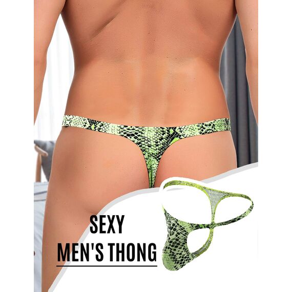 ohyeahlady 2pcs String Tanga Herren Sexy Unterwäsche für Mann T-Back Slip Beule Ouvert Höschen Männer Große Größen Reizwäsche Sissy Dessous Low-Rise Unterhosen Thong Ouvert Underwear Grün+Leoprd M