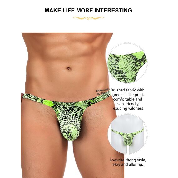 ohyeahlady String Tanga Herren Sexy Unterwäsche für Mann T-Back Slip Beule Ouvert Höschen Männer Große Größen Reizwäsche Sissy Dessous Low-Rise Unterhosen Thong Ouvert Underwear Grün L