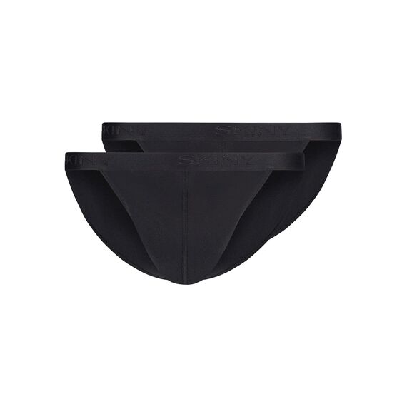 Skiny Herren Tanga Cotton Rib G-String, Schwarz (080693), S (2er Pack)