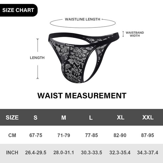 Mauro Kane Herren String Tanga Männer Sexy Spitze Strings Transparent G-String Unterwäsche Weich und Atmubgsaktiven Schwarz S
