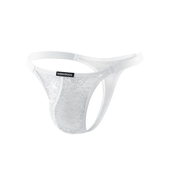 Mauro Kane Herren String Tanga Männer Sexy Spitze Strings Transparent G-String Unterwäsche Weich und Atmubgsaktiven Weiß XXL