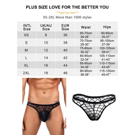 comeondear String Tanga Männer Sexy Unterhosen Durchsichtig Große Größen Gay Unterwäsche Erotische Slips Herren Dessous Reizwäsche für Sex Low Rise Thong Sissy Höschen Lingerie Men Underwear Schwarz,S