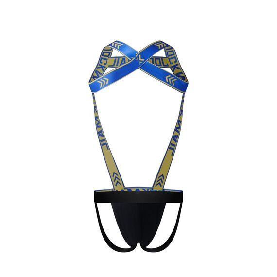 JOCKMAIL Herren-Geschirr mit Jockstrap-Body, sexy Herren-Schultergurte, G-String, Tanga, Schultergurt, Fitness, Einteiler, Blau, X-Large
