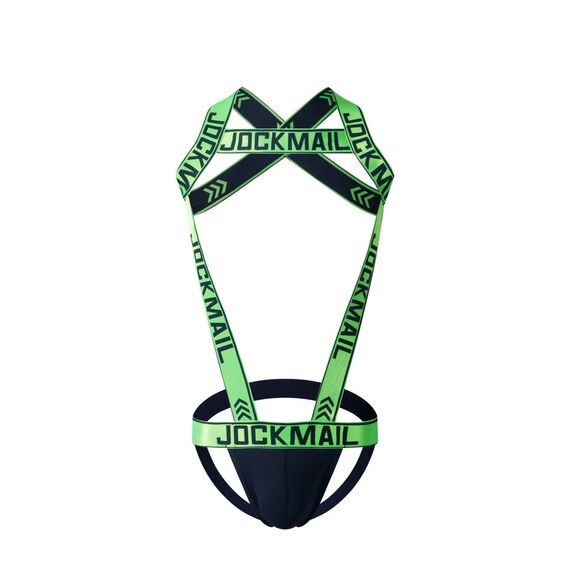JOCKMAIL Herren-Geschirr mit Jockstrap-Body, sexy Herren-Schultergurte, G-String, Tanga, Schultergurt, Fitness, Einteiler, Grün , Medium