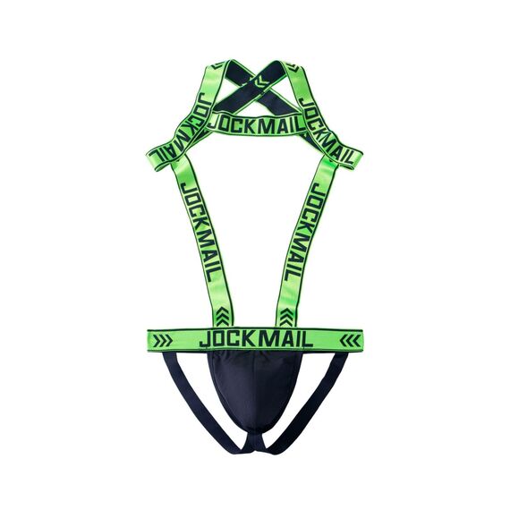 JOCKMAIL Herren-Geschirr mit Jockstrap-Body, sexy Herren-Schultergurte, G-String, Tanga, Schultergurt, Fitness, Einteiler, Grün , Large