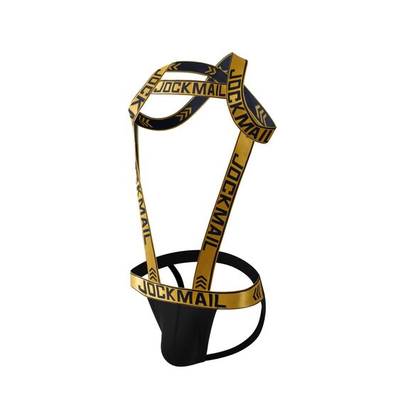 JOCKMAIL Herren-Geschirr mit Jockstrap-Body, sexy Herren-Schultergurte, G-String, Tanga, Schultergurt, Fitness, Einteiler, gelb, X-Large