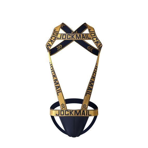JOCKMAIL Herren-Geschirr mit Jockstrap-Body, sexy Herren-Schultergurte, G-String, Tanga, Schultergurt, Fitness, Einteiler, gelb, Medium