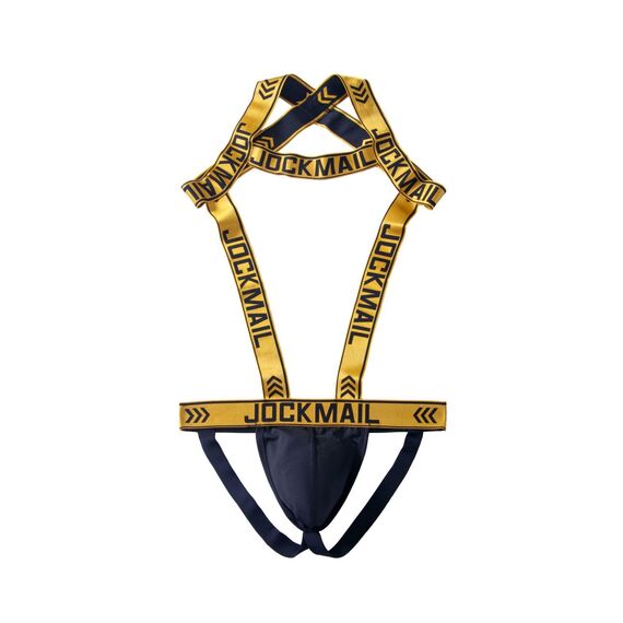 JOCKMAIL Herren-Geschirr mit Jockstrap-Body, sexy Herren-Schultergurte, G-String, Tanga, Schultergurt, Fitness, Einteiler, gelb, Medium
