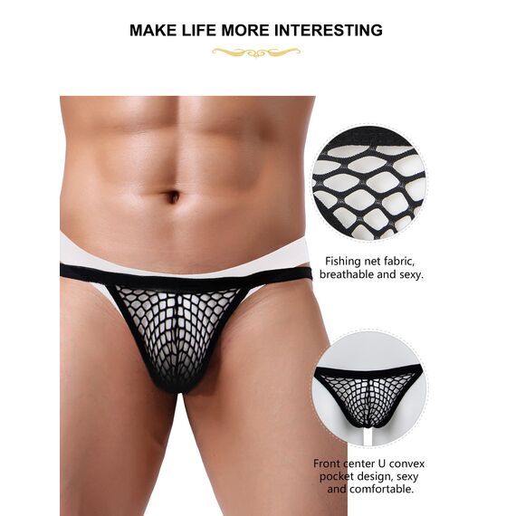 ohyeahlady Herren String 3er Pack Sexy Tanga Gay Unterwäsche Erotische Dessous Sissy Höschen Große Größen Netz Slip Transparent Thong Low Rise Unterhosen Reizwäsche Mesh Underwear Box Packung S