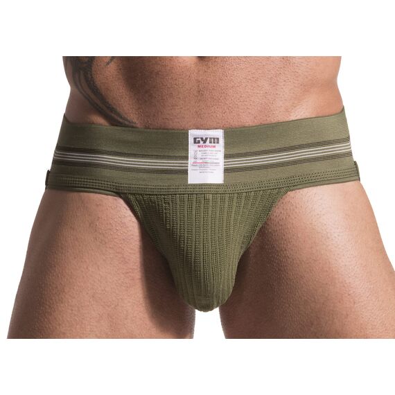 GYM Herren klassischer Sport-Slip mit 7,6 cm breitem Band, Armee, Small