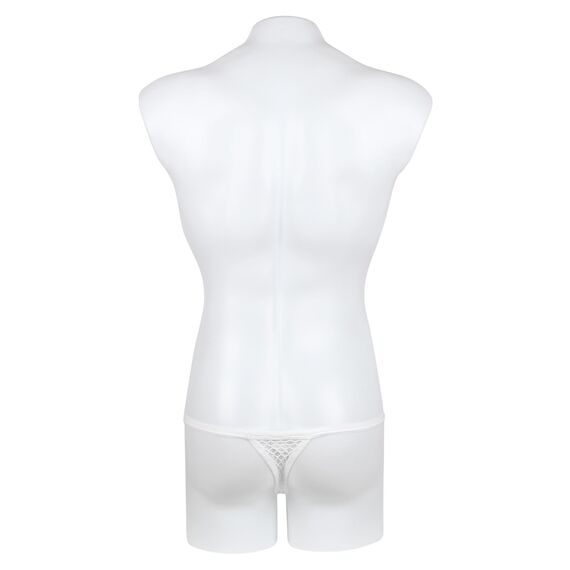 ohyeahlady Herren String Tanga Netz Slip Sexy Unterwäsche Große Größen Dessous Mesh Unterhose Transparent Thong T-Back Unterhose Elastizität G-String Low Rise Höschen Atmungsaktive Weiß L