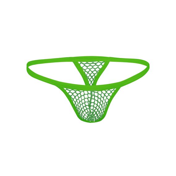 ohyeahlady Herren String Tanga Netz Slip Sexy Unterwäsche Große Größen Dessous Mesh Unterhose Transparent Thong T-Back Unterhose Elastizität G-String Low Rise Höschen Atmungsaktive Grün XL