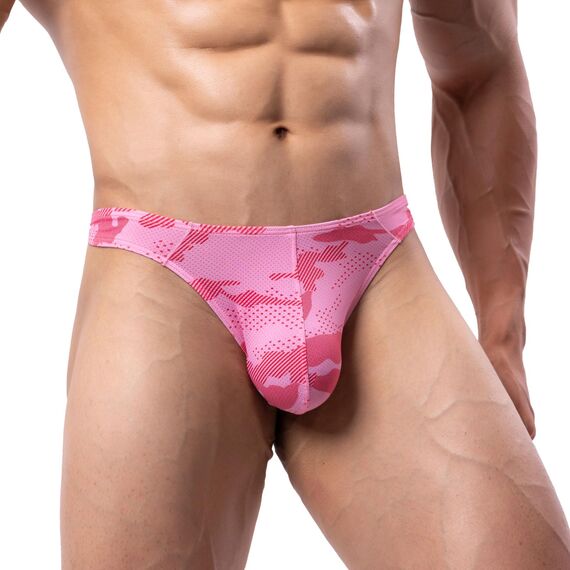 Summer Code Herren G String Tanga Männer Low Rise Micro Mesh Tanga Unterwäsche T-Back Unterhose mit Stretch, Rosa, XXL