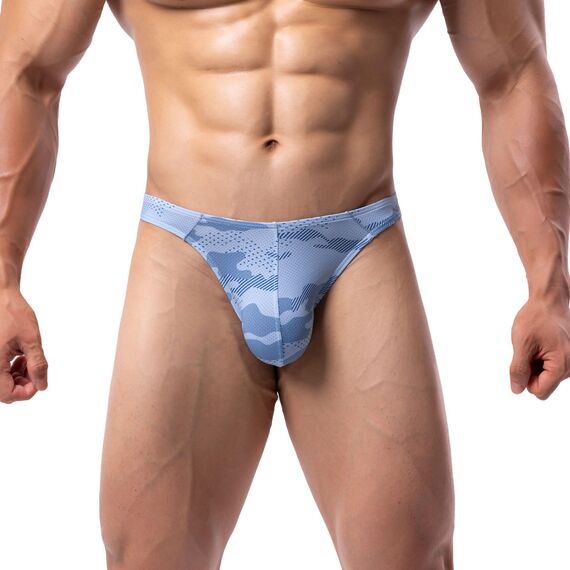 Summer Code Herren G String Tanga Männer Low Rise Micro Mesh Tanga Unterwäsche T-Back Unterhose mit Stretch, Blau, M