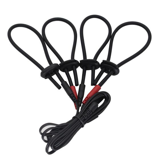 Elektrisch Schock Silikon Dehnbar Cock Ring Elektro Stimulation Set, Elektroschock Einstellbar Penisring Cockringe Stimulator SM Bondage Eichelring Hodenring Sex Toys für Männer,Schwarz,4 Ringe