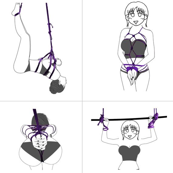 MEYDLL Sex Bondage Seil, 2 Stück Bondage Seile, 10m Seile für Bondage, Schwarzes und Rotes Baumwoll Bondage Seil für SM Sexspielzeug, Fesselset Fesselseil, Fesselset für Paare (Rot+Lila)