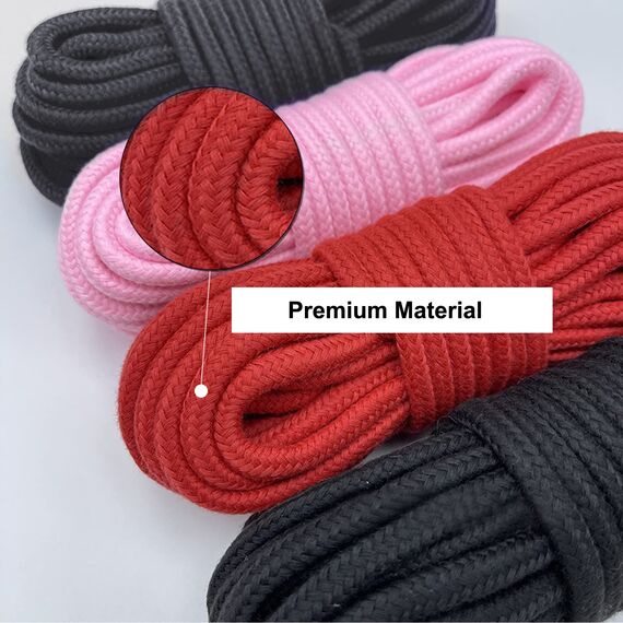 BIAOQINBO 4 x 10m Bondageseil Bondageset Fesselseil BDSM Baumwollseil Fesseln SM Fesselset Spielzeug für Paare Extrem Anfänger Fesselspiele(3 Farbe-Schwarz Rot Rosa)