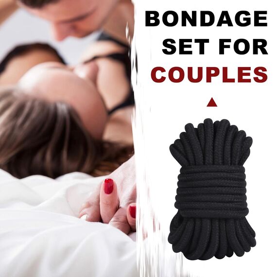 Bondage Seil, Weiches Bondageset BDSM Fesseln Rope, Schwarz Baumwollseil Fesseln Sexspielzeug für Paare Anfänger (Mattschwarz (Baumwolle))