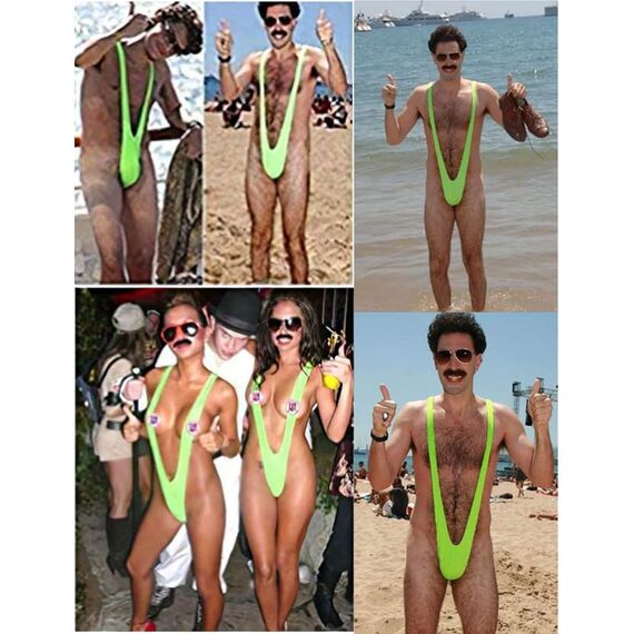 VemeFufu Sexy Herren String Borat Mankini Badeanzug, Outfit für Männer, Einheitsgröße, 2 Stück (A). Weiß + A. Schwarz, One size