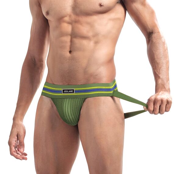 Herren Jock Strap, Wide Band Mesh Male Unterwäsche Jockstrap Competitive Athletic Supporter for Gym Vasektomy Rugby Marathon, Grün , Large