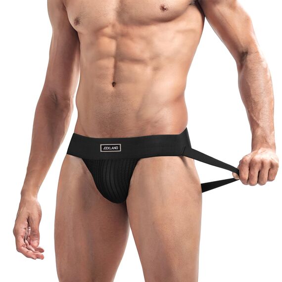 Herren Jock Strap, Wide Band Mesh Male Unterwäsche Jockstrap Competitive Athletic Supporter for Gym Vasektomy Rugby Marathon, Schwarz, X-Large