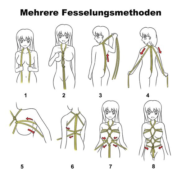 SUPKTHDY Bondageseil Fesselseil 4X 10M Bondage Baumwollseil Bondage Seil BDSM Fetisch Bondage Set für Fesseln Sexspielzeug für Paare Extrem (Schwarz, Rot, Lila, Rosa)