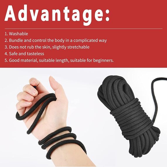 Aorgasms Sex Bondage BDSM Seile Bondage Set - 3x10M 8MM Baumwollseil Shibari Sex Seil für BDSM Anfänger, Sex Bondage Fesseln Kit Bett SM Sexspielzeug für Frauen Männer und Paare (Schwarz+Rot+Violett)