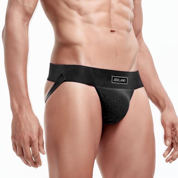 Herren Jock Strap, Wide Band Mesh Male Unterwäsche Jockstrap Competitive Athletic Supporter for Gym Vasektomy Rugby Marathon, Schwarz, X-Large
