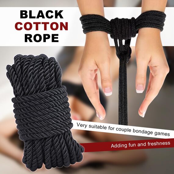 Bondage Seil, Weiches Bondageset BDSM Fesseln Rope, Schwarz Baumwollseil Fesseln Sexspielzeug für Paare Anfänger (Glänzendschwarz (Seide))