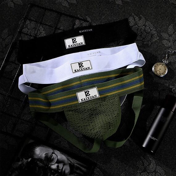 JOCKLAND Herren Strap、Jock Straps Male Underwear、Jockstraps for Men、Athletic Supporter、mesh、vasectomy, schwarz und weiß, X-Large