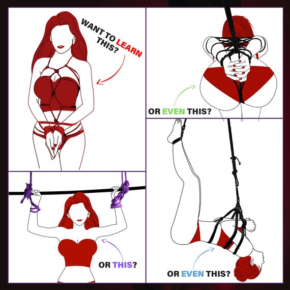 Prosixtoy Sex Bondage BDSM Seile Bondage Set - 3x10M 8MM Baumwollseil Shibari Sex Seil für BDSM Anfänger, Sex Bondage Fesseln Kit Bett SM Sexspielzeug für Frauen Männer und Paare (Schwarz+Rot+Violett)