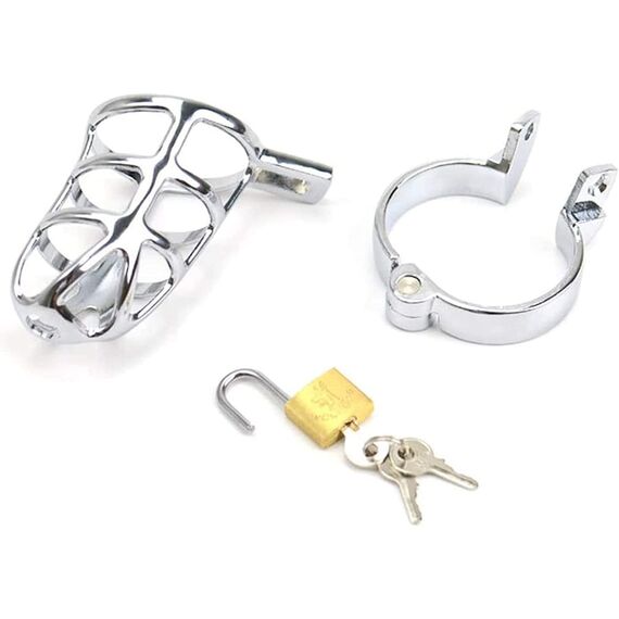 Edelstahl Keuschheitsgürtel Für Männer, Elektrischer E-Stim Sex Schock Peniskäfig Mann Mit Penis Plug Dilatator & Penisring & Anal Perlen & Gürtel Elektro Stimulation Extrem SM Sex Toys,Weiß,40mm