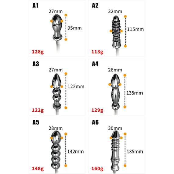 Hrekssi Elektrosex Metal Analdildo, Elektro Schock Vaginal und Anal mit Reizstromgerät Anal Plug Butt Plug Prostata Massage Stimulator SM Sexspielzeug für Männer Frauen Paare (Size : A5)