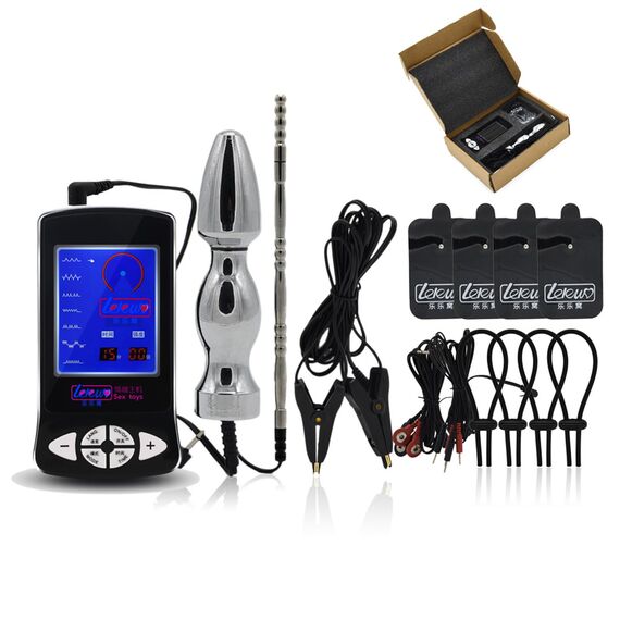 Elektrostiimulation Kit, Massage Pads Dilator Nippelklemmen Anal/Vaginal Plug Penis ring Kabel Elektro Schock Host für Frauen Männer Paare