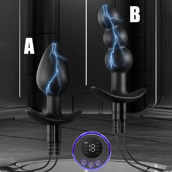 Jpscor Elektro Shock Silikon Analplug Prostata Stimulation Männer Tragbar Klein Sexuelle Elektrostimulation Analdildo Buttplug SM E-stim Anal Dilatoren Sexspielzeug für Männer Frauen (A-Set)