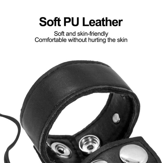 Hrekssi Elektro Schock Einstellbar Leder Cockring SM Bondage Set Reizstromgeräte Elektrostimulation Hodenring Hodensack Ringe Fesseln Flirt Sexspielzeug für Männer Paare