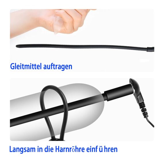 250mm/300mm/350mm Extra Lang Elektro Schock Harnröhre Dilatator mit Fernbedienung Weiches Silikon Penis Plug BDSM Elektrostimulation Extrem SM Masturbation Sex Toys für Männer,250mm*6mm