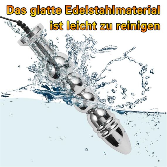Extrem Electro Shock Analplug Zubehör, Edelstahl Anal beads Butt Plug Masturbator - Vaginal Plug Analkugeln Anal Dilatator Elektrosex Analdildo Doppelpoliger Sexspielzeug für Frauen Männer Paare(B)