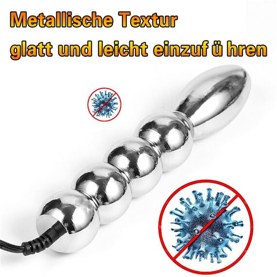 Extrem Electro Shock Analplug Zubehör, Edelstahl Anal beads Butt Plug Masturbator - Vaginal Plug Analkugeln Anal Dilatator Elektrosex Analdildo Doppelpoliger Sexspielzeug für Frauen Männer Paare(A)