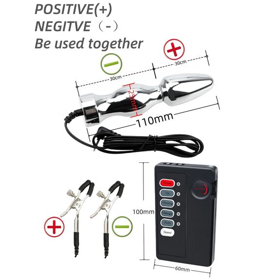 Elektro Shock Analplug zur Elektrostimulation Doppelpoliger Analdildo Nippelklemme Elektrosex Sex Toy Masturbator Perlen Nippel Stimulation Butt Plug Prostata Massage Sexspielzeug für Frauen Männer