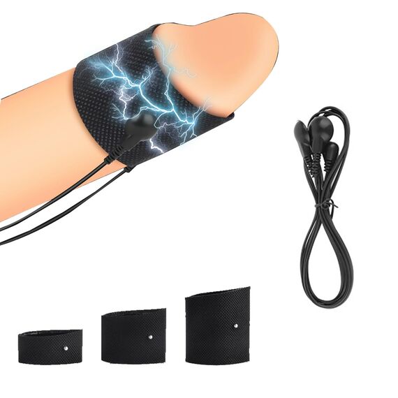 LZMYZ Estim Penisringe, Elektro Schock 3 Stück Cockring Reizstromgeräte Elektrostimulation SM Sexspielzeug für Männer Paare Bondage Set mit Host und Penis-Elektroden-Ring(A)