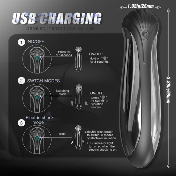 Jpscor Elektrischer Schock Vaginal Anal Springen Ei Masturbator, mit 9 Vibration Stimulation Modus+3 Elektroschock Intensität und Magnetische USB E-stim Prostata Massager Sexspielzeug für Frauen Paar