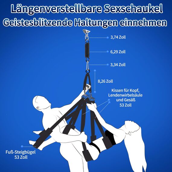 Liebesschaukel – Bequeme Sexschaukel für Decken- und Türhängung, extra breite Polster, robustes SM Bondage Set für Paare, bis zu 300 kg belastbar