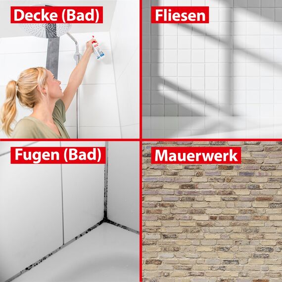 MELLERUD Schimmel Frei Haftgel Aktivchlor - 1 x 0,25 l | Schimmelentferner Bad - Chlorhaltiges, tropffreies Anti-Schimmel-Gel für Fliesen, Fugen, Wand, Decke u. v. m.