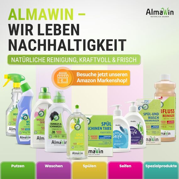 AlmaWin® Orangenölreiniger ÖKO [5x 500ml] ideal als starker Allesreiniger & Fettlöser - Veganes Orangenreiniger Konzentrat in recycelter Flasche - Besonders ergiebiger Orangenöl Reiniger