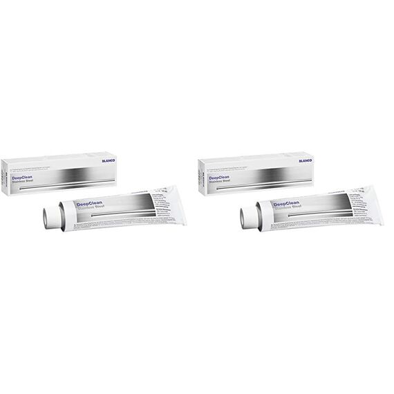 BLANCO DeepClean Stainless Steel | Reinigungsmittel und Pflegemittel für Edelstahlspülen | Profireiniger für saubere Küchen | 150ml Tube | Abperleffekt | entfernt Kratzer von Edelstahl (Packung mit 2)