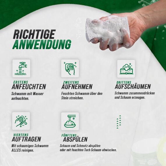 Universalstein grüner weißer Reinigungsstein Putzstein Reiniger Stein Größe I 650 g