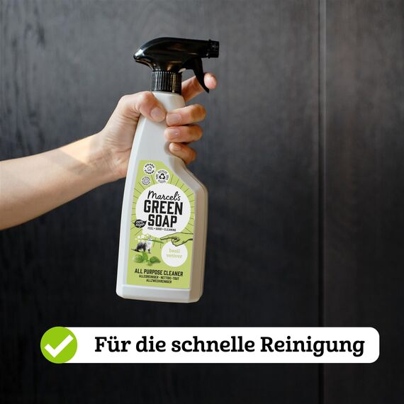 Marcel's Green Soap – Allzweckreiniger Spray Basilikum & Vetiver – Reinigungsspray – Umweltfreundlich – Vegan – Zu 99% biologisch abbaubar – 500 ml