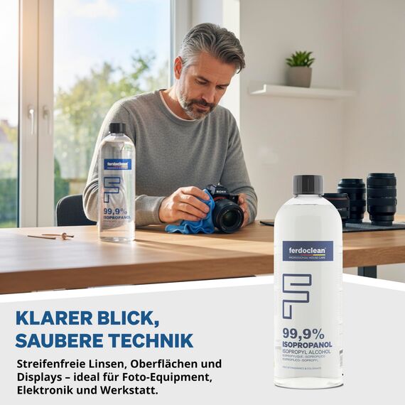 ferdoclean 99,9% Isopropanol 2000ml | 2L IPA 2-Propanol Isopropylalkohol Isopropyl | Reingungsmittel 2 x 1L